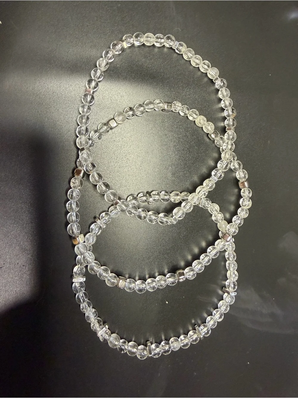 🤩 Handmade Natural Clear Quartz Stacking Stretch Bracelet Set